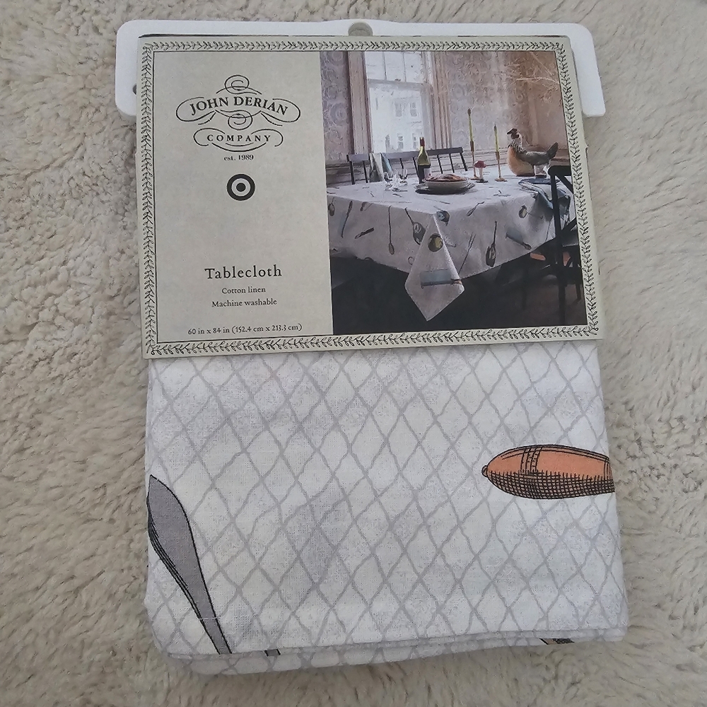 John Derian For Target Tablecloth Kitchen Utensils 60x84 Cotton Linen